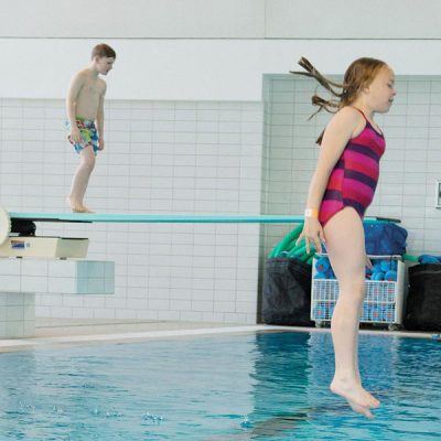 Diving board pool party at Splashpoint Leisure Centre