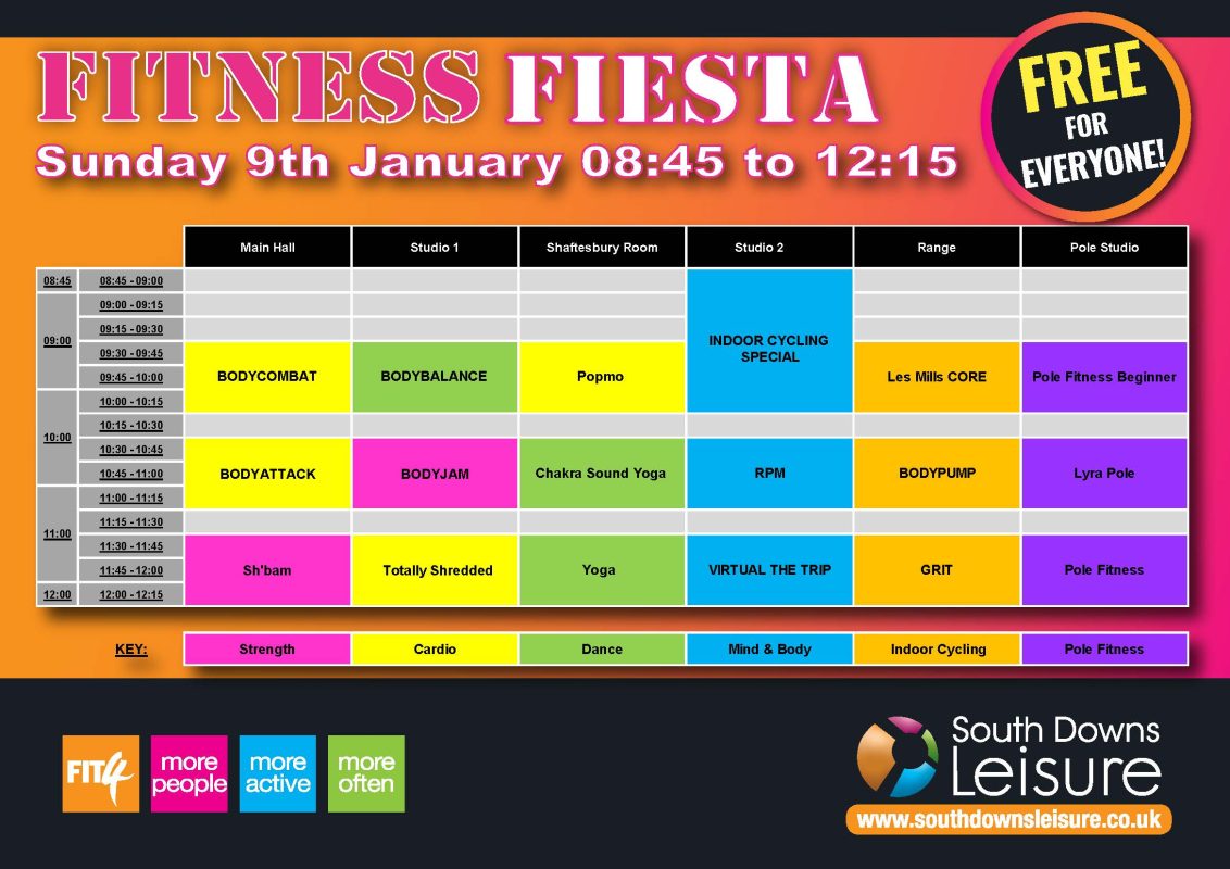 Fitness Fiesta Class Timetable January 2022